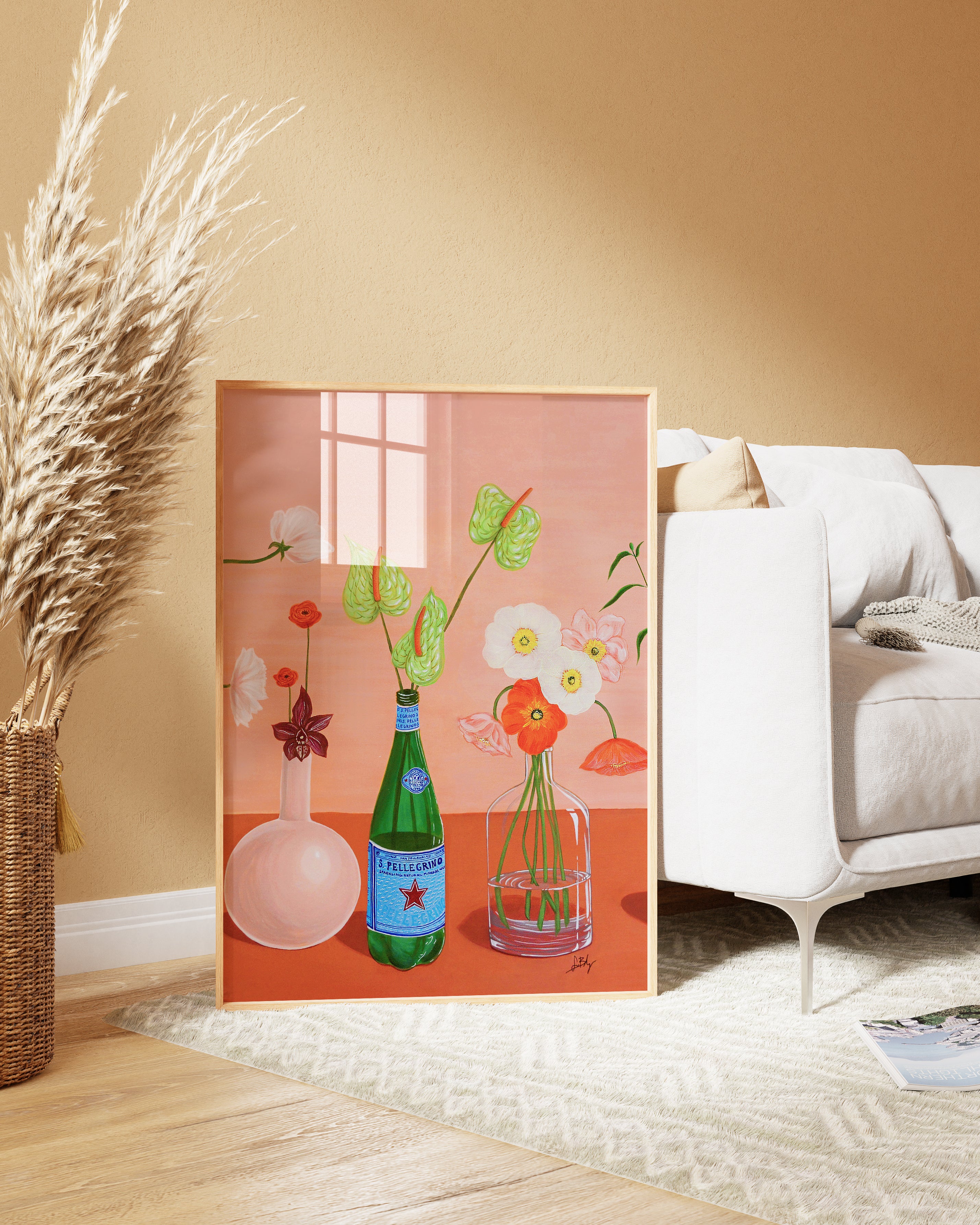 "Fleurs Roses Tall" Poster