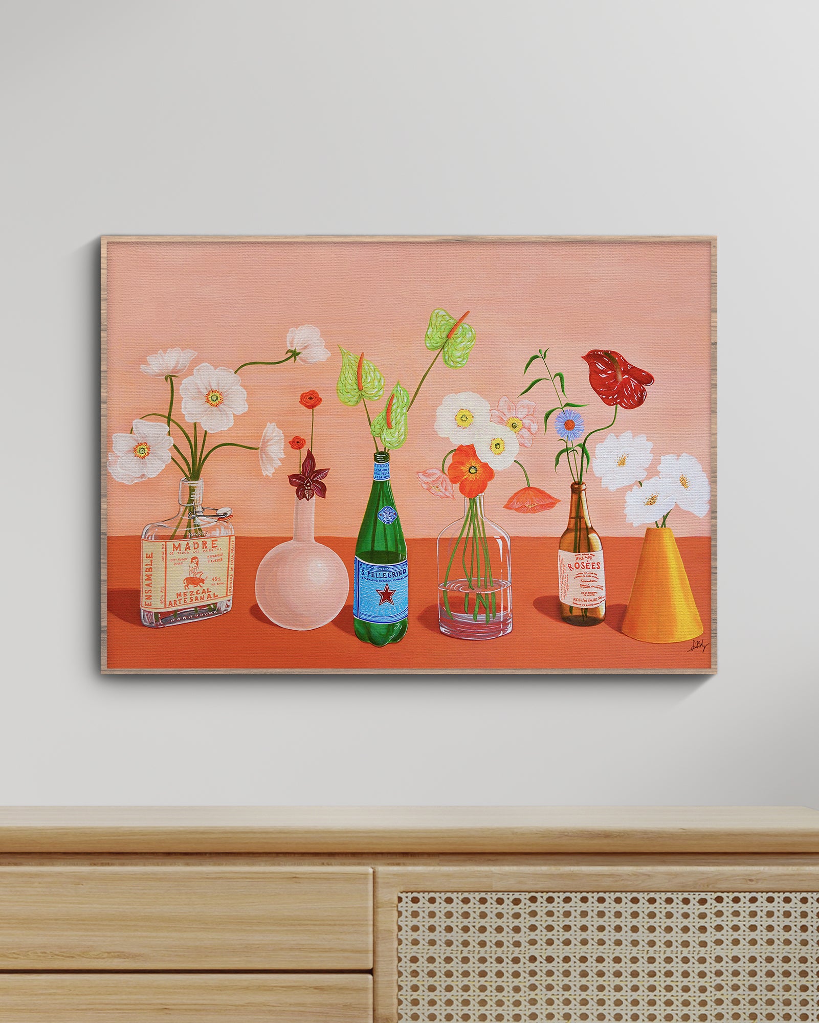 "Fleurs Roses Wide" Poster