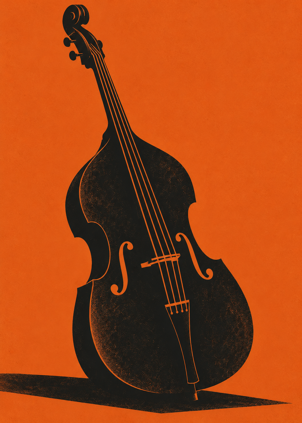 Basens kurva poster från Kanva. Kontrabas. Huvudfärger: Orange, Svart.