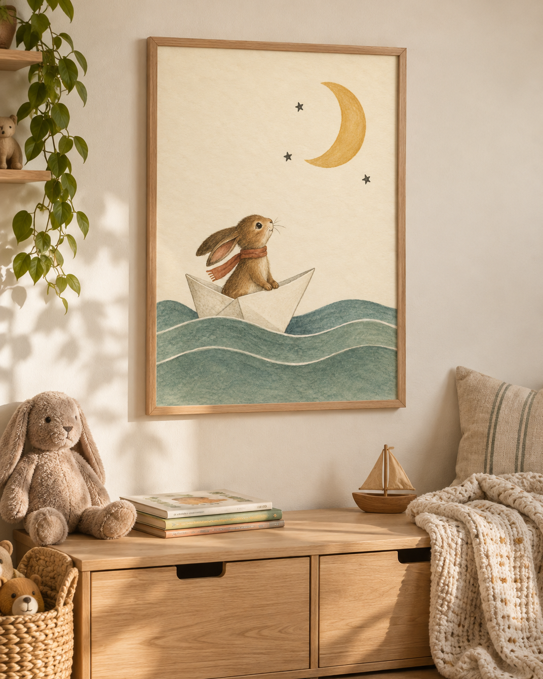 Lilla upptäckaren poster från Kanva i läshörna med ek ram. Ram säljs separat.