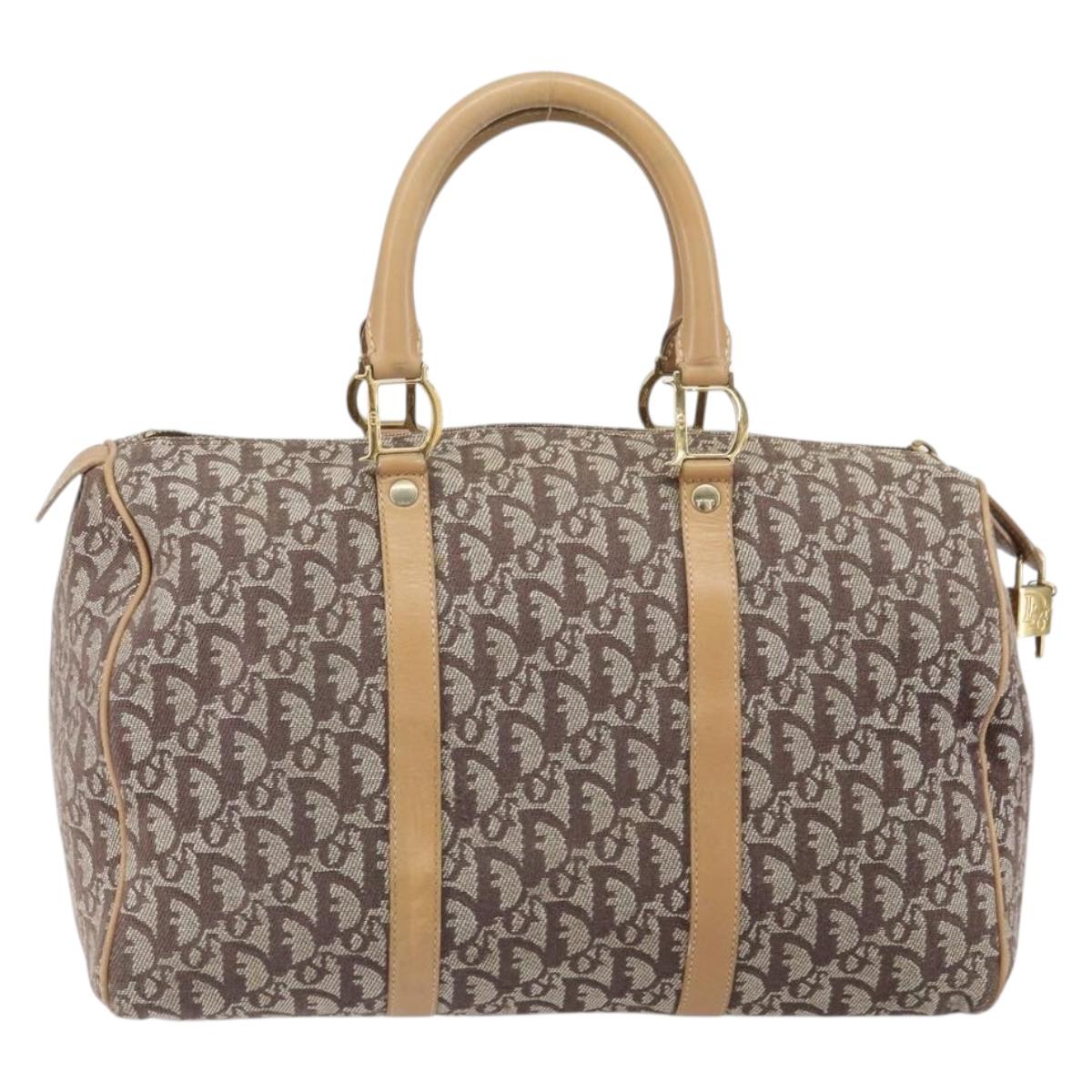 Trotter Canvas Boston Bag Brown Gold