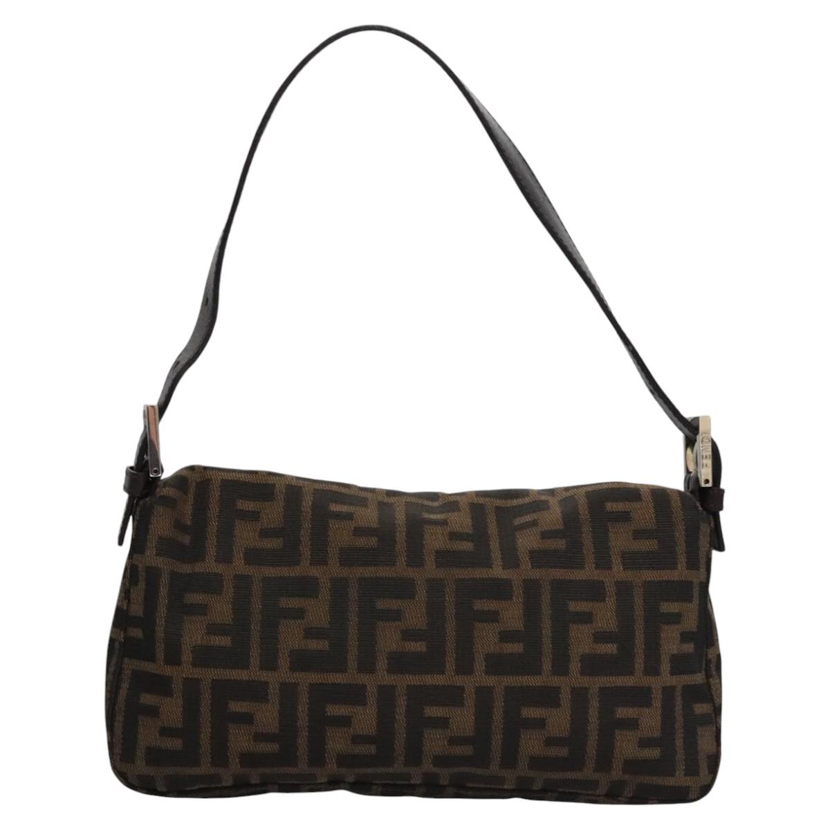 Fendi Zucca Canvas Mamma Baguette Shoulder Bag Brown Black