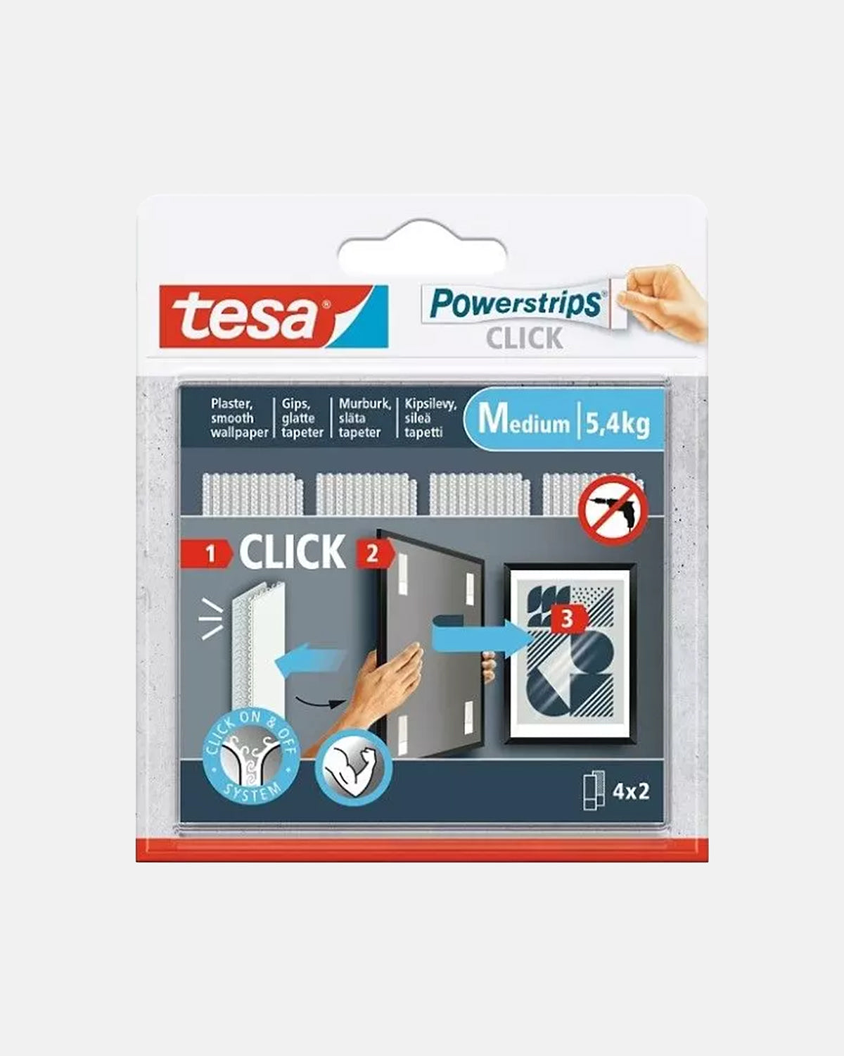 Tesa Powerstrips Click Medium i originalförpackning