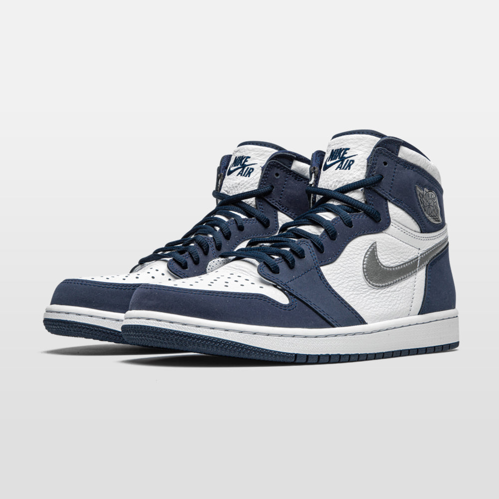 Jordan 1 mid on sale navy and white